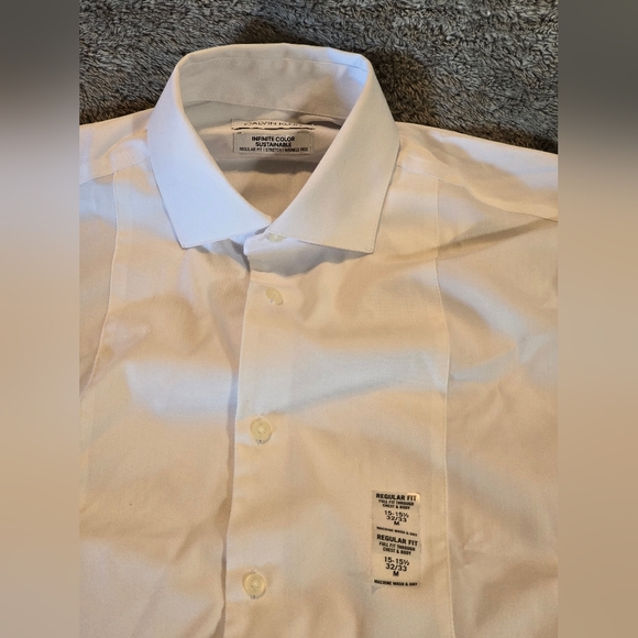 Calvin Klien White Button Down, Regular Fit, Stretch, Wrinkle Free, Size Medium - Picture 4 of 13